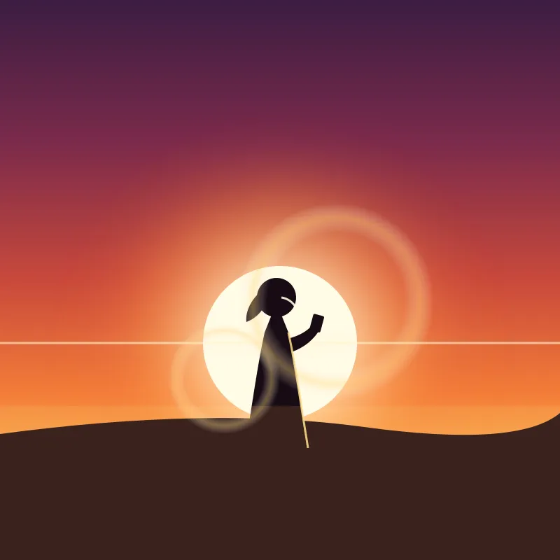 Golden hour silhouette aesthetic WhatsApp DP idea — backlit figure against sunset sky