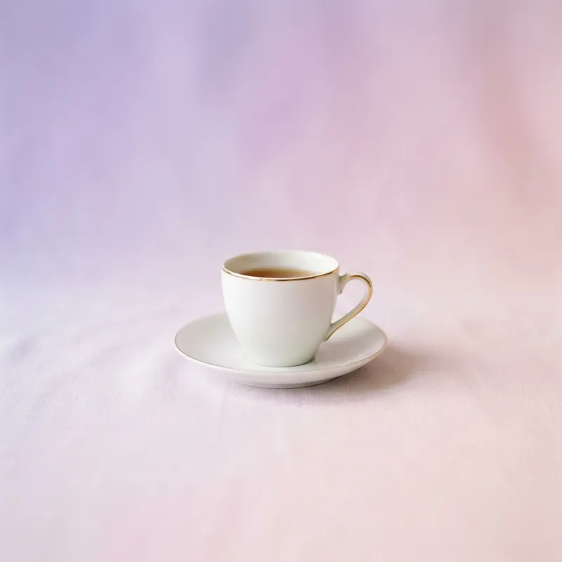 Pastel and soft gradient aesthetic WhatsApp DP idea — delicate cup with lavender pink gradient