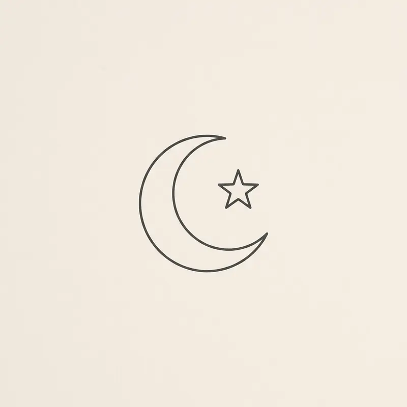 Cultural symbol WhatsApp DP idea — elegant crescent moon and star line art