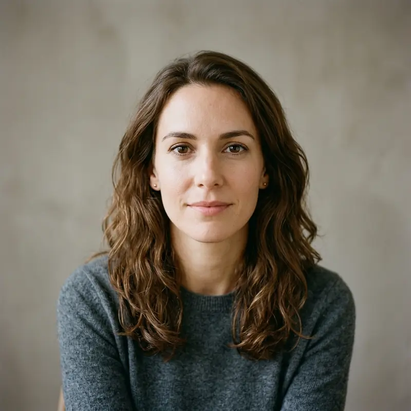 Confident solo portrait WhatsApp DP idea for girls — direct eye contact, neutral background