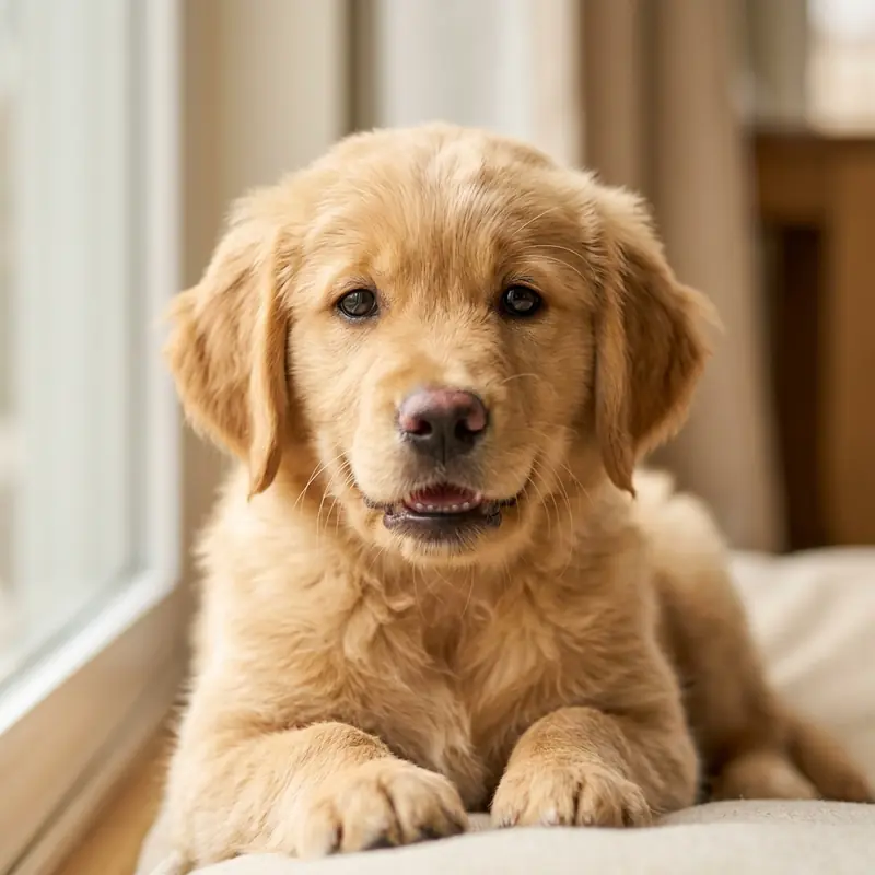 Pet WhatsApp DP idea — golden retriever puppy close-up portrait