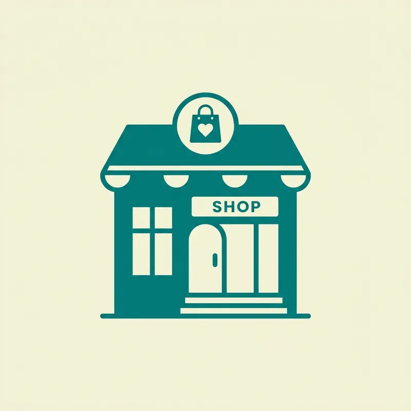 Team or store WhatsApp DP idea — flat storefront icon with two-tone branding