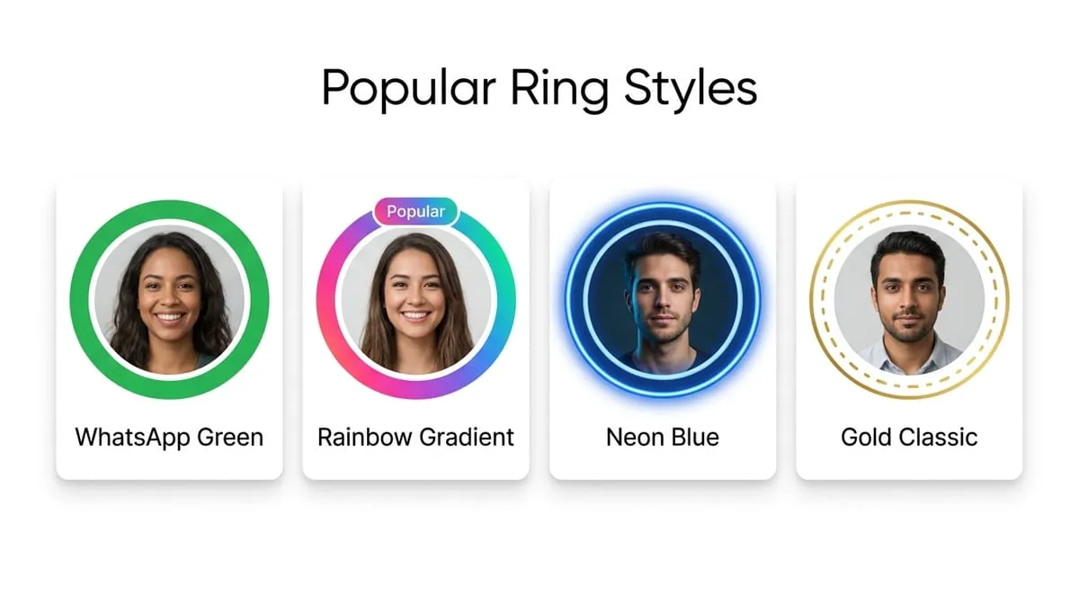 Circle Frame style guide featuring gradient and solid color borders