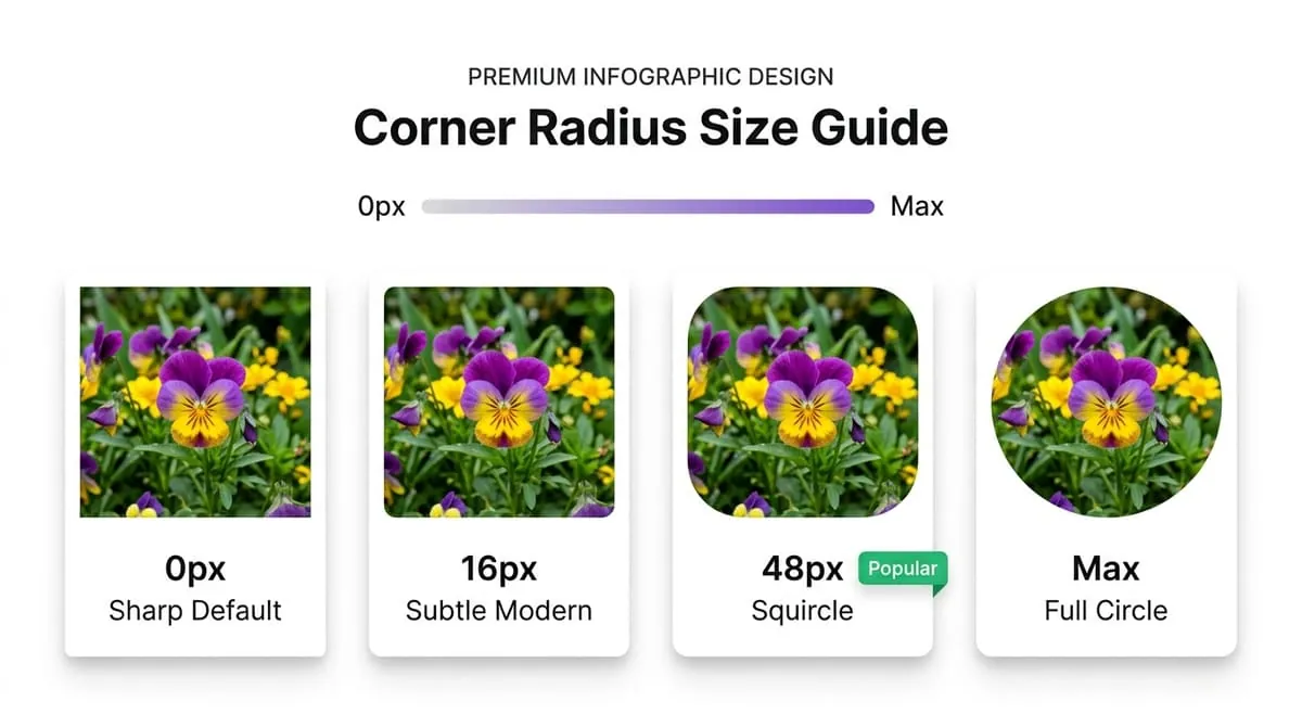 Round Image Cropper radius guide showing smooth corner curves
